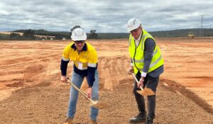 Synergy CEO David Fyfe and WA Minister for Energy Reece Whitby at the ground breaking event in Collie.