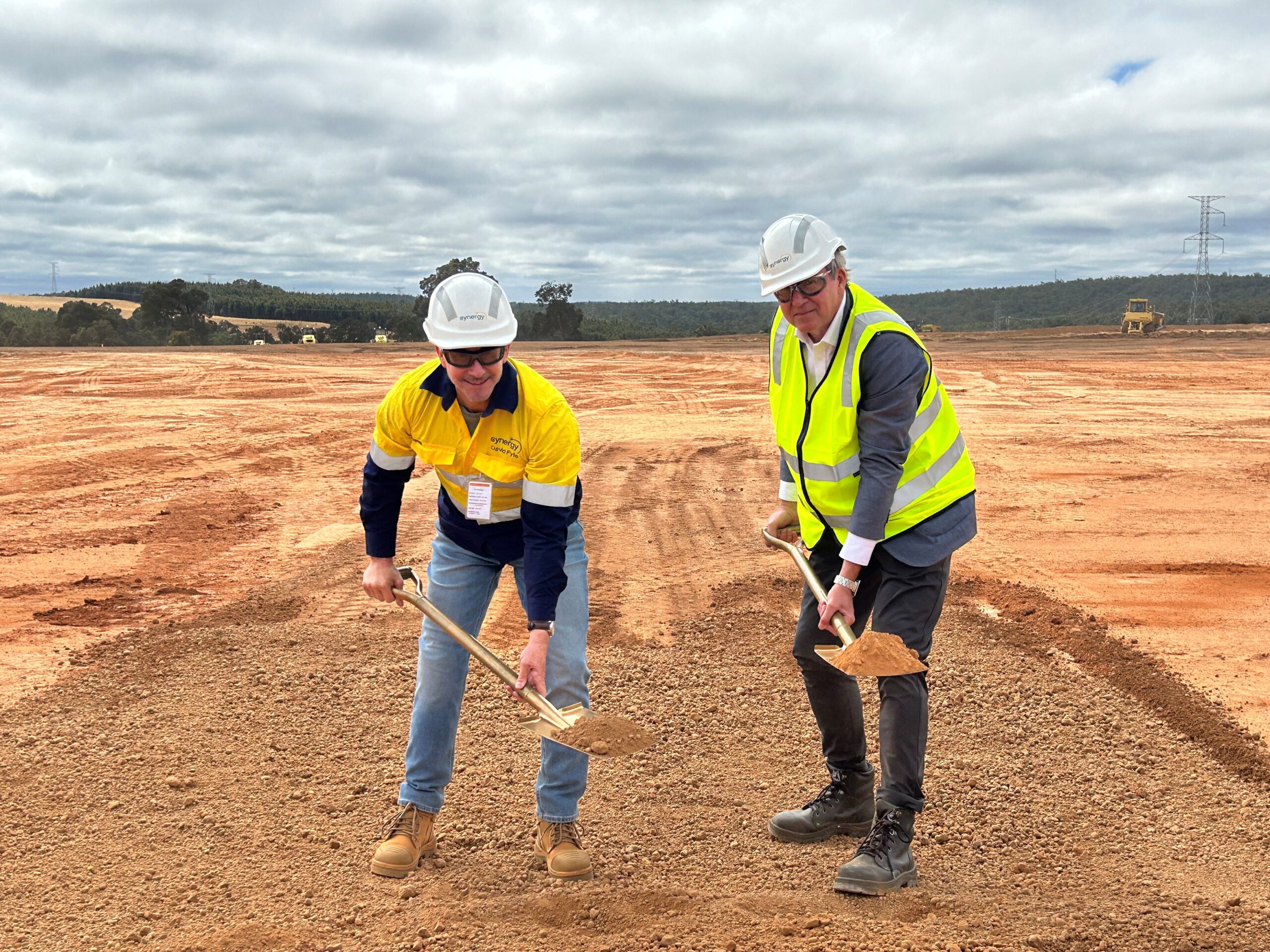 Synergy CEO David Fyfe and WA Minister for Energy Reece Whitby at the ground breaking event in Collie.